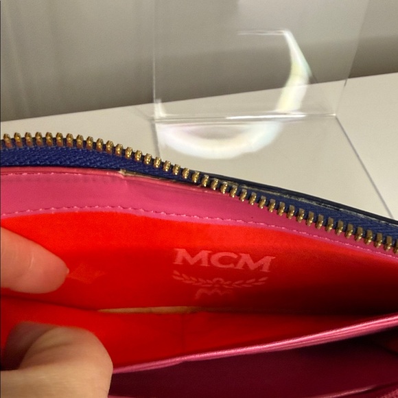 MCM Blue Saffiano Leather Wallet with Gold Accents - Picture 14 of 16